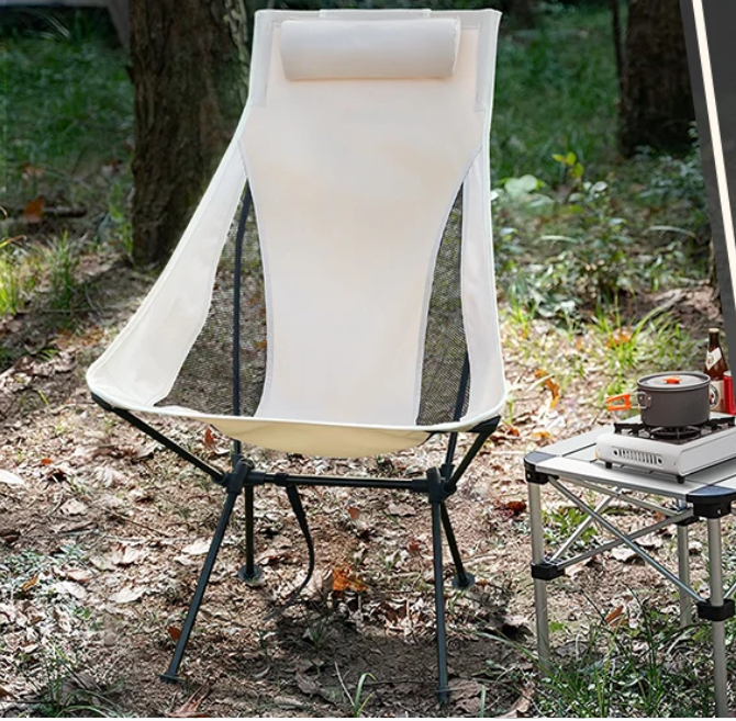 Opvouwbare Campingstoel met Hoofdsteun – Lichtgewicht Outdoor Stoel met Aluminium Frame