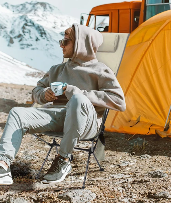 Opvouwbare Campingstoel met Hoofdsteun – Lichtgewicht Outdoor Stoel met Aluminium Frame