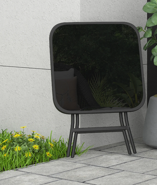 Opvouwbare Bijzettafel met Glazen Blad – Compacte Balkon- en Campingtafel met Metalen Frame