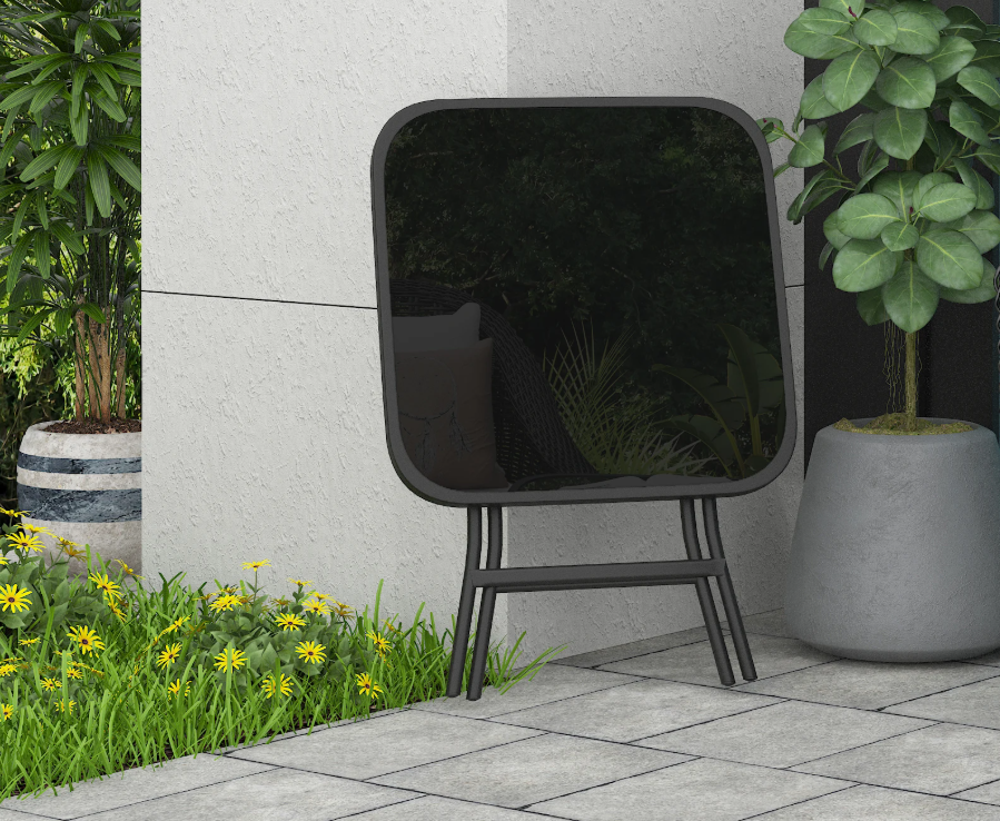 Opvouwbare Bijzettafel met Glazen Blad – Compacte Balkon- en Campingtafel met Metalen Frame