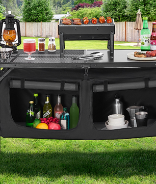 Camping Keukentafel – Opvouwbare Outdoor Kooktafel met Opbergruimte en Verstelbare Hoogte