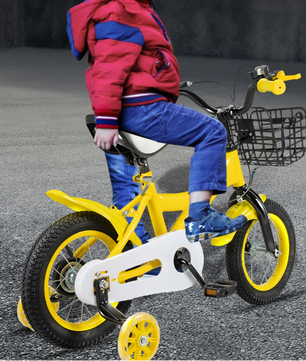 Kinderfiets met Mand en Zijwieltjes – Verstelbare Peuterfiets 12 Inch met Veilig Remsysteem