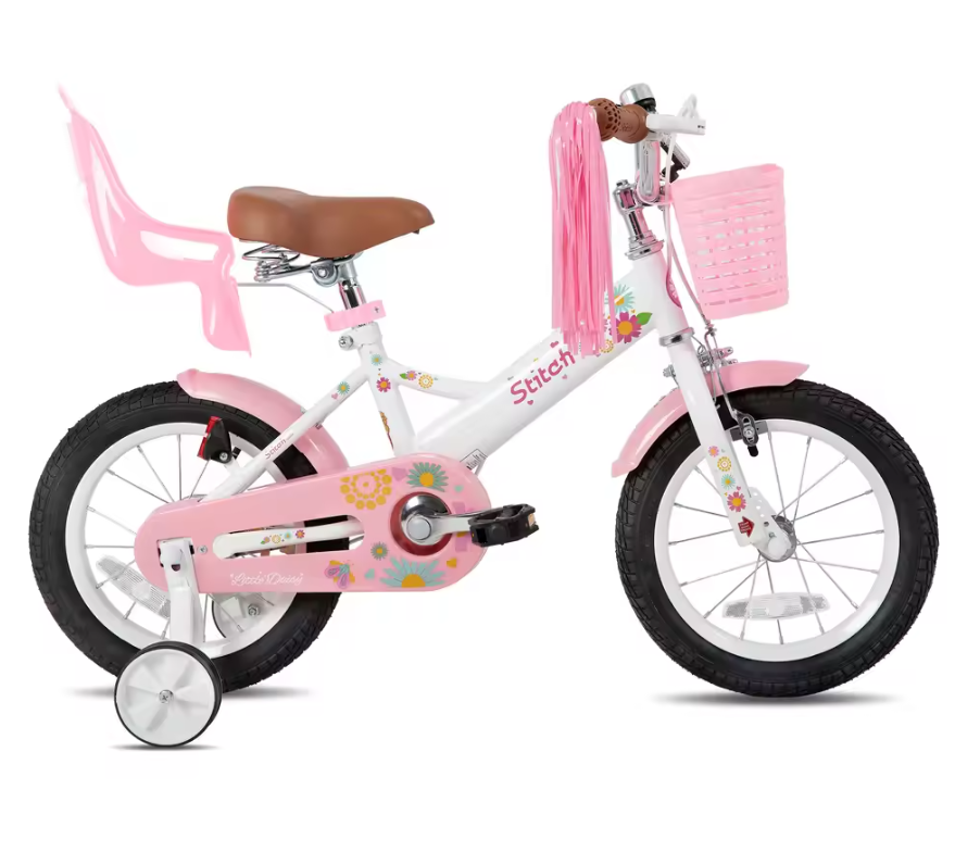 Kinderfiets met Poppenzitje en Accessoires – Meisjesfiets met Streamers, Vlag en Nummerplaat