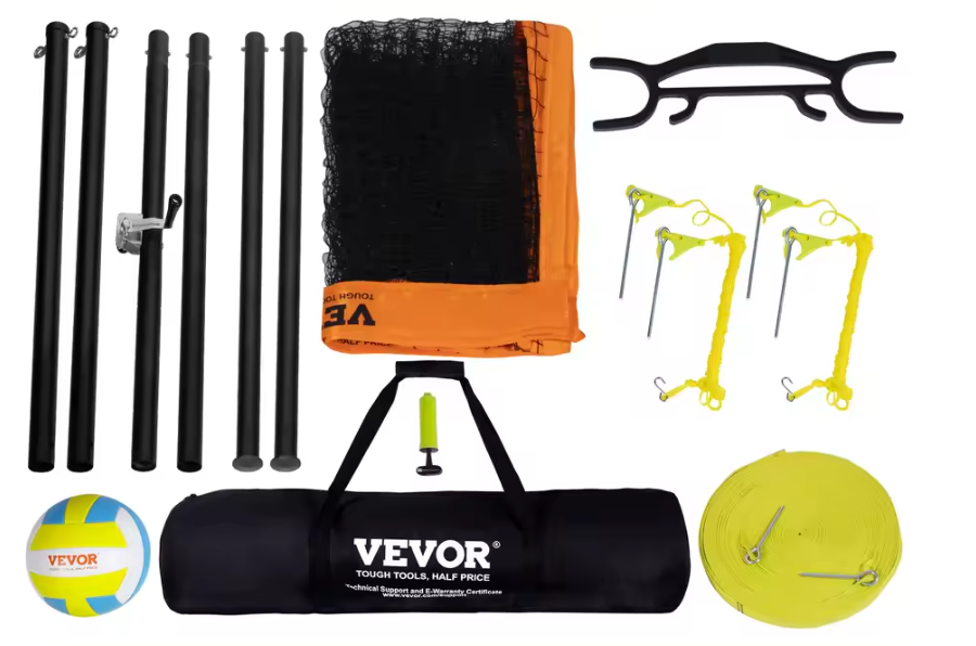 Complete Volleybal Net Set – Verstelbare Hoogte met Aluminium Palen en Draagtas