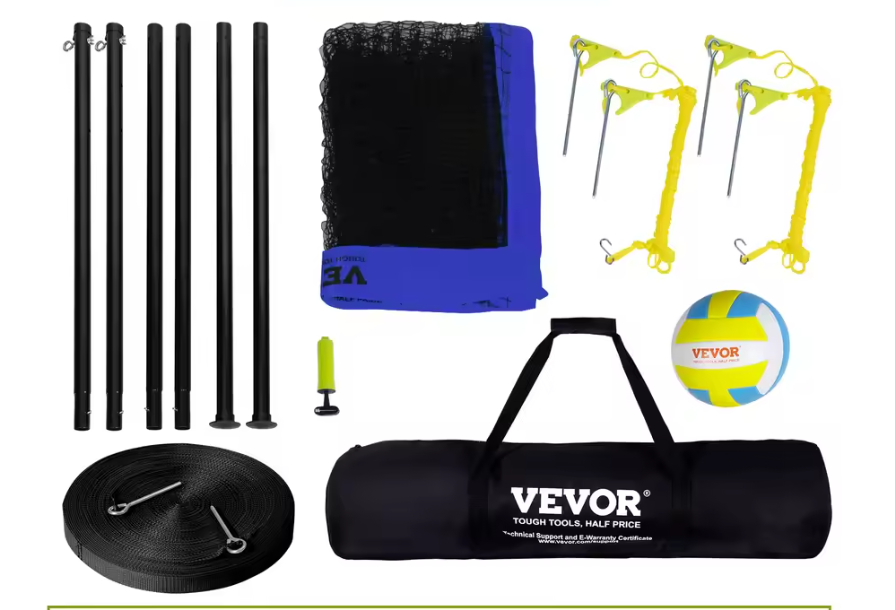 Complete Volleybal Net Set – Verstelbare Hoogte met Aluminium Palen en Draagtas