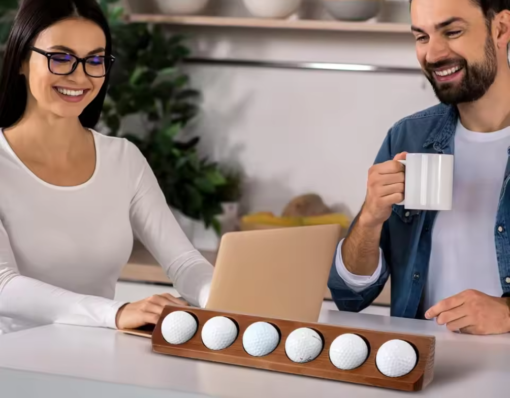 Houten Golfballen Display Rek – Wandmontage Opberger voor 6 Golfballen