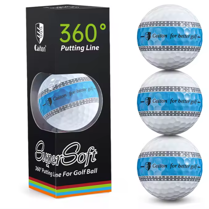 3-Laags PU Golfballen – Precisie Putter Ballen met 360° Uitlijningslijn