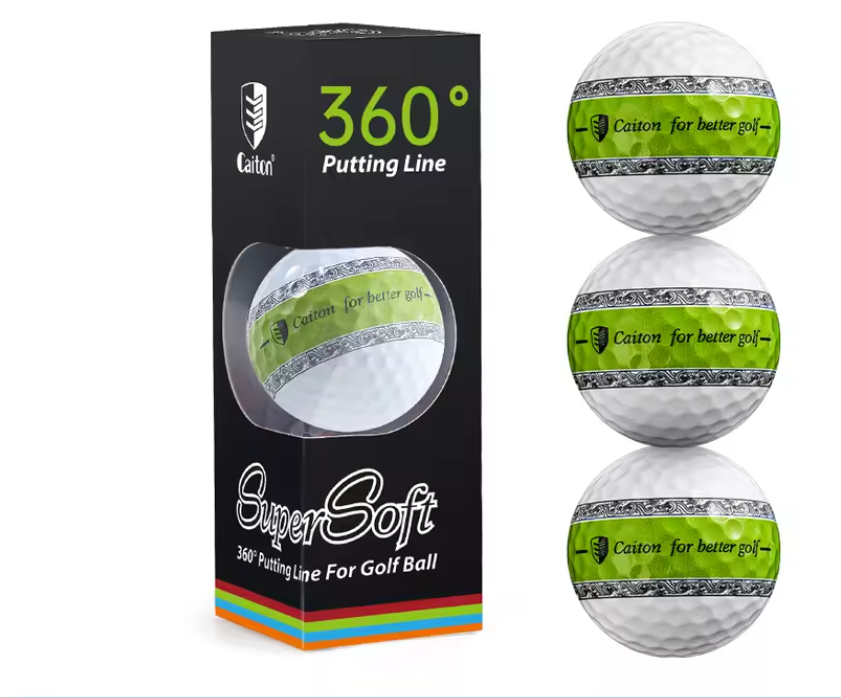 3-Laags PU Golfballen – Precisie Putter Ballen met 360° Uitlijningslijn
