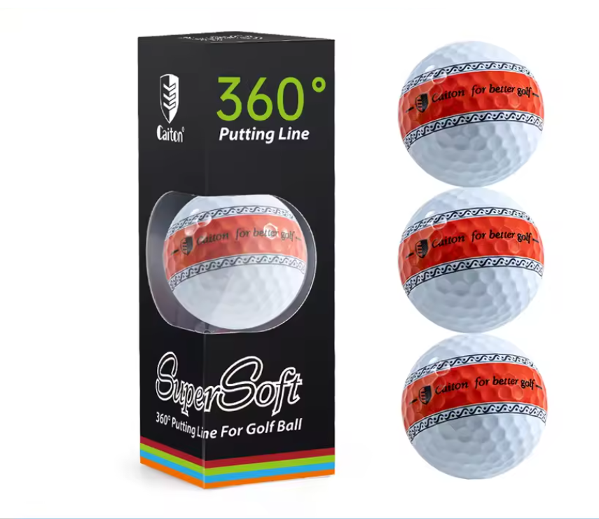 3-Laags PU Golfballen – Precisie Putter Ballen met 360° Uitlijningslijn