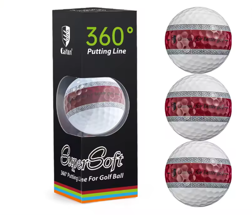 3-Laags PU Golfballen – Precisie Putter Ballen met 360° Uitlijningslijn