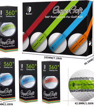 3-Laags PU Golfballen – Precisie Putter Ballen met 360° Uitlijningslijn