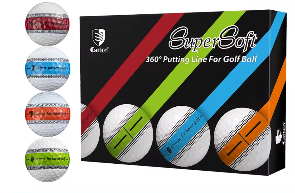 3-Laags PU Golfballen – Precisie Putter Ballen met 360° Uitlijningslijn