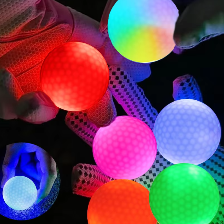 Set van 6 Glow in the Dark Golfballen – LED Verlichting en Impact Activatie, Perfect voor Nachtgolf