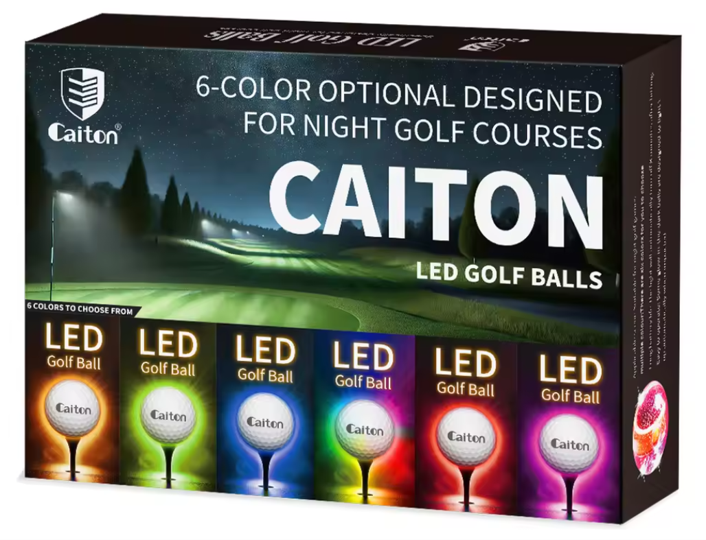 Set van 6 Glow in the Dark Golfballen – LED Verlichting en Impact Activatie, Perfect voor Nachtgolf