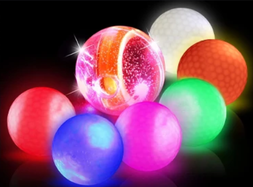 Set van 6 Glow in the Dark Golfballen – LED Verlichting en Impact Activatie, Perfect voor Nachtgolf