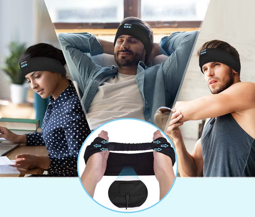 Bluetooth Sport Hoofdband met Oordopjes – Draadloze Muziek Headband voor Fitness en Slaap