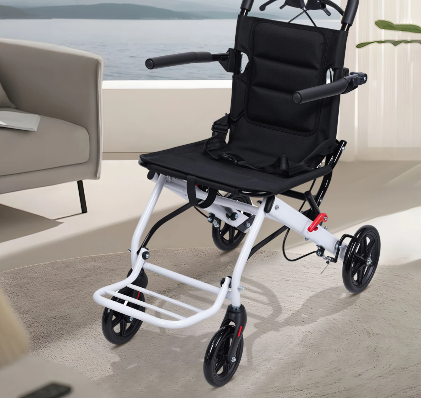 Opvouwbare Rolstoel – Lichtgewicht Transportstoel met Veiligheidsband en Comfortabel Design