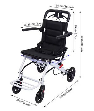 Opvouwbare Rolstoel – Lichtgewicht Transportstoel met Veiligheidsband en Comfortabel Design