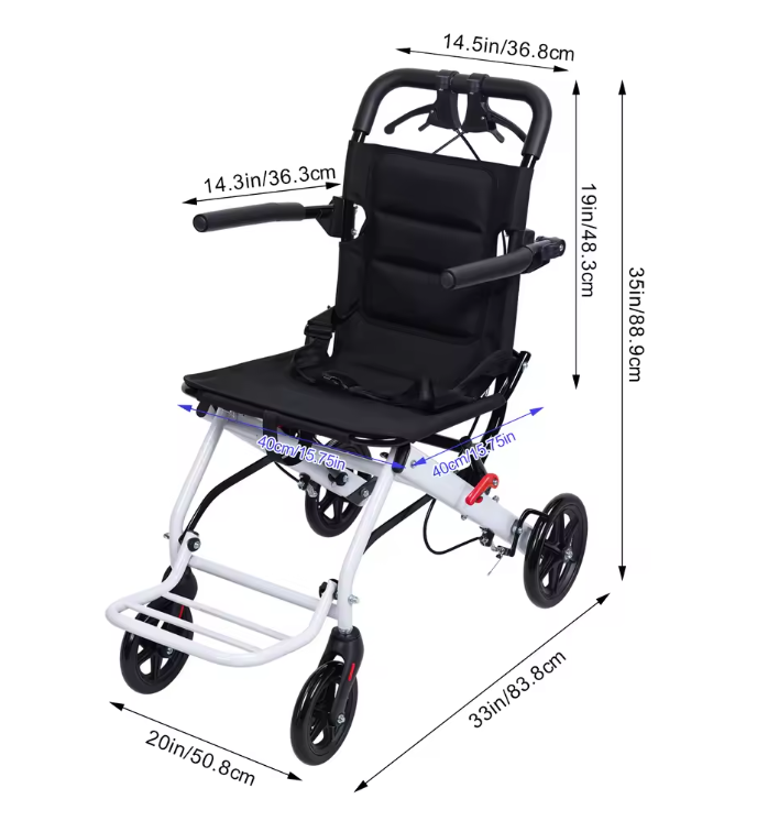 Opvouwbare Rolstoel – Lichtgewicht Transportstoel met Veiligheidsband en Comfortabel Design