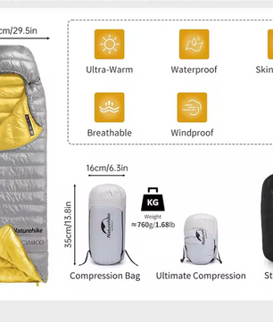 Ultralichte Donzen Slaapzak – Warme Winter Slaapzak voor Camping, Hiking en Reizen