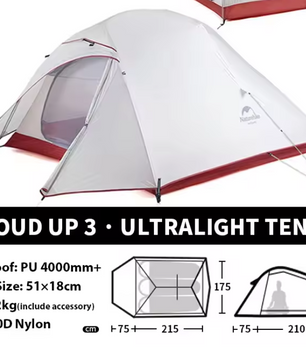 Ultralichte 3-Persoons Tent – Waterdichte Camping Tent met Grondzeil voor Hiking en Outdoor