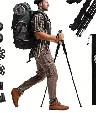 Set van 2 Carbon Trekkingstokken – Ultralicht, Opvouwbaar en Verstelbaar voor Wandelen en Hiken