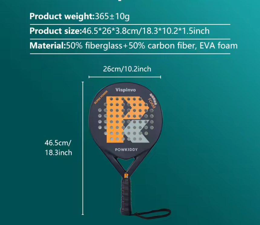 Ultralicht Carbon Padel Racket – Elastisch en Duurzaam Ontwerp