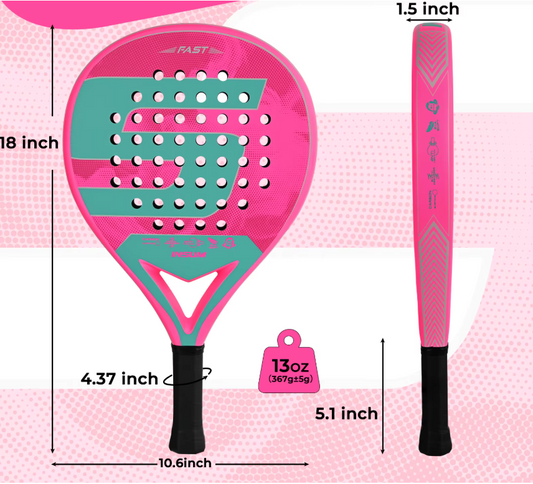 Padel Racket Carbon Fiber – EVA Memory Foam Core Lichtgewicht en Krachtig