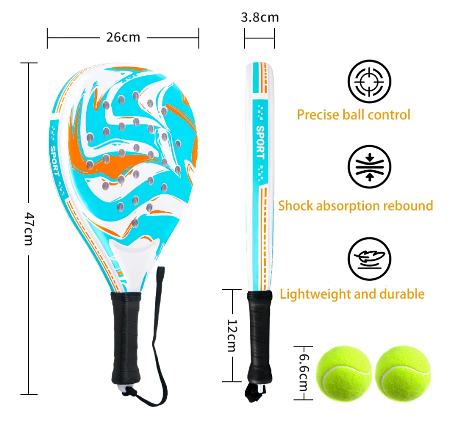 Padel Racket voor Beginners en Gevorderden – Duurzaam en Lichtgewicht met Anti-Vibratie Grip