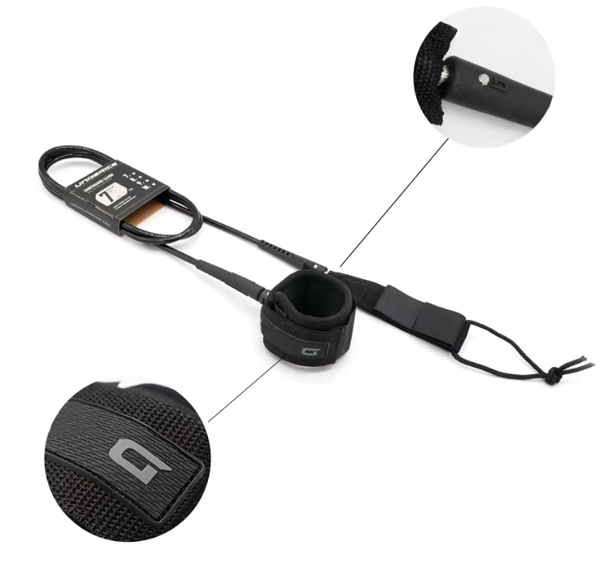 Surf Leash 7 mm – Surfboard Enkelband met Rechte Kabel voor Veilig Surfen