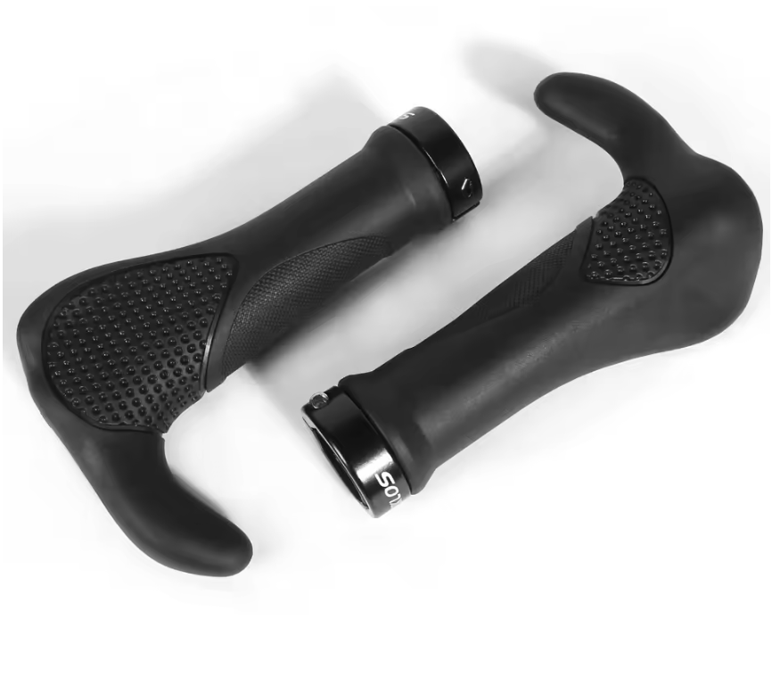 Ergonomische Fietshandvatten met Verlengde Steun – Antislip Rubber MTB Grips met Lock-On Systeem