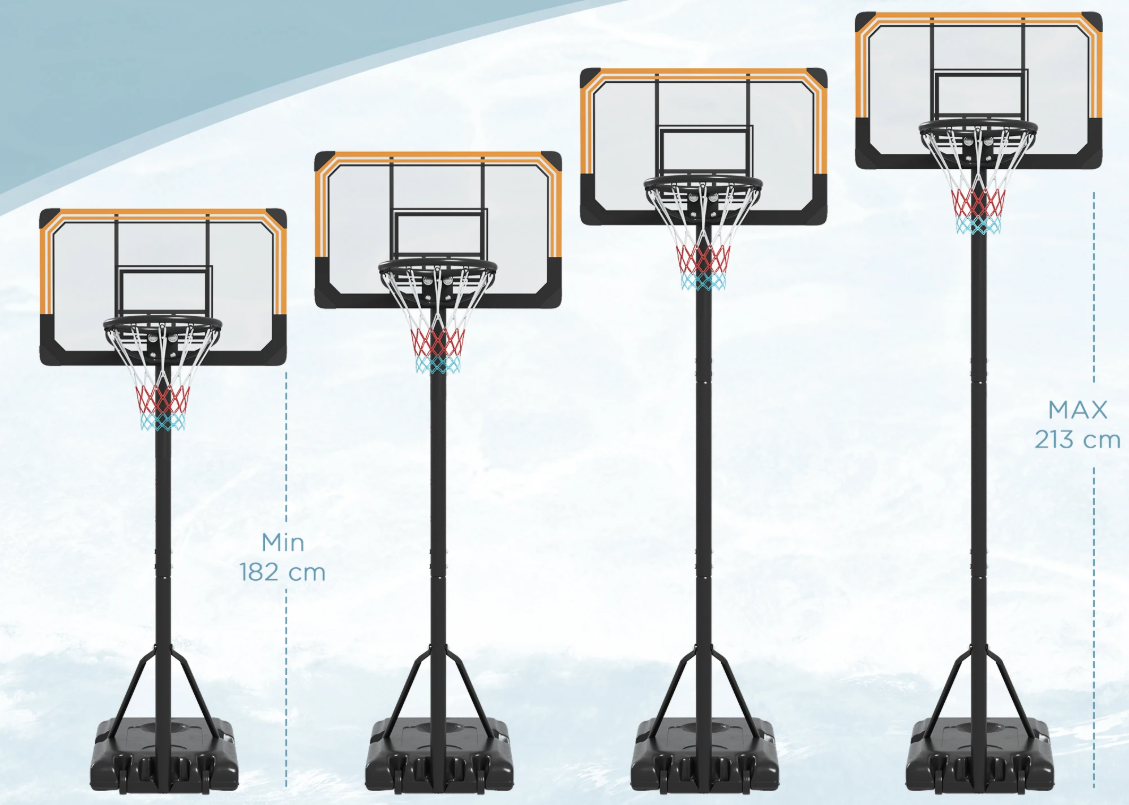 Basketbal Standaard Verstelbaar – Verrijdbare Basket met Wielen voor Indoor en Outdoor