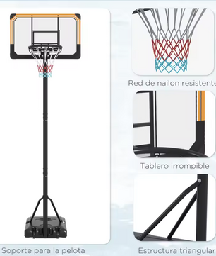 Basketbal Standaard Verstelbaar – Verrijdbare Basket met Wielen voor Indoor en Outdoor
