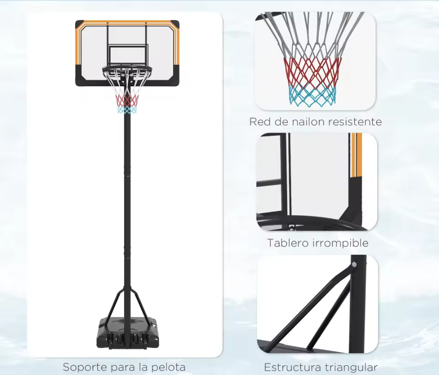 Basketbal Standaard Verstelbaar – Verrijdbare Basket met Wielen voor Indoor en Outdoor
