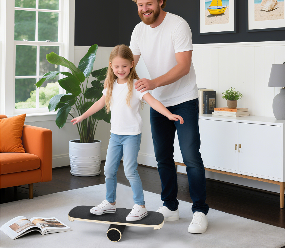 Balance Board met Roller – Houten Balans Trainer voor Core en Stabiliteit
