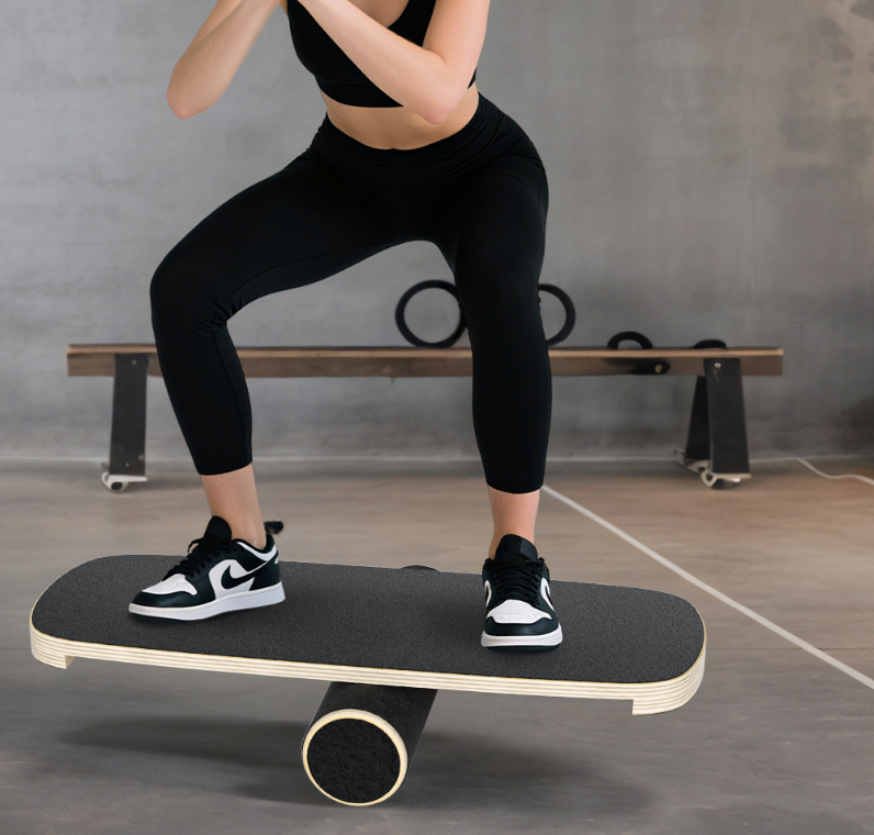 Balance Board met Roller – Houten Balans Trainer voor Core en Stabiliteit