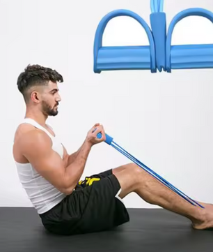 Weerstandsband Trainer met Pedalen – 4 Elastische Trekkoorden voor Full Body Workout