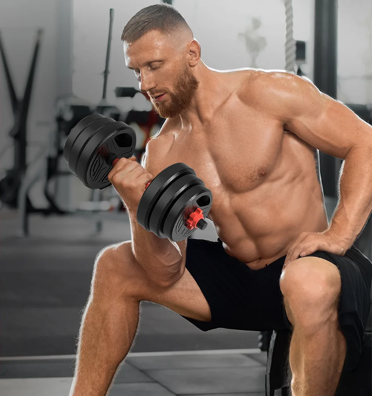 3-in-1 Dumbbell & Barbell Set 20kg – Verstelbare Gewichten Thuis Fitness