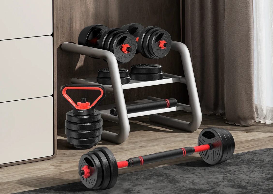 3-in-1 Dumbbell & Barbell Set 20kg – Verstelbare Gewichten Thuis Fitness