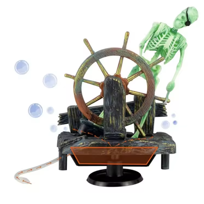 Piraat Skelet Aquarium Decoratie – Bewegend Hars Ornament