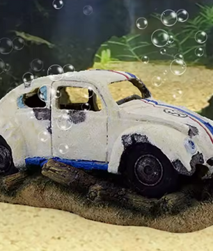 Aquarium Wrak Auto Decoratie – Hars Ornament met Schuilplaats
