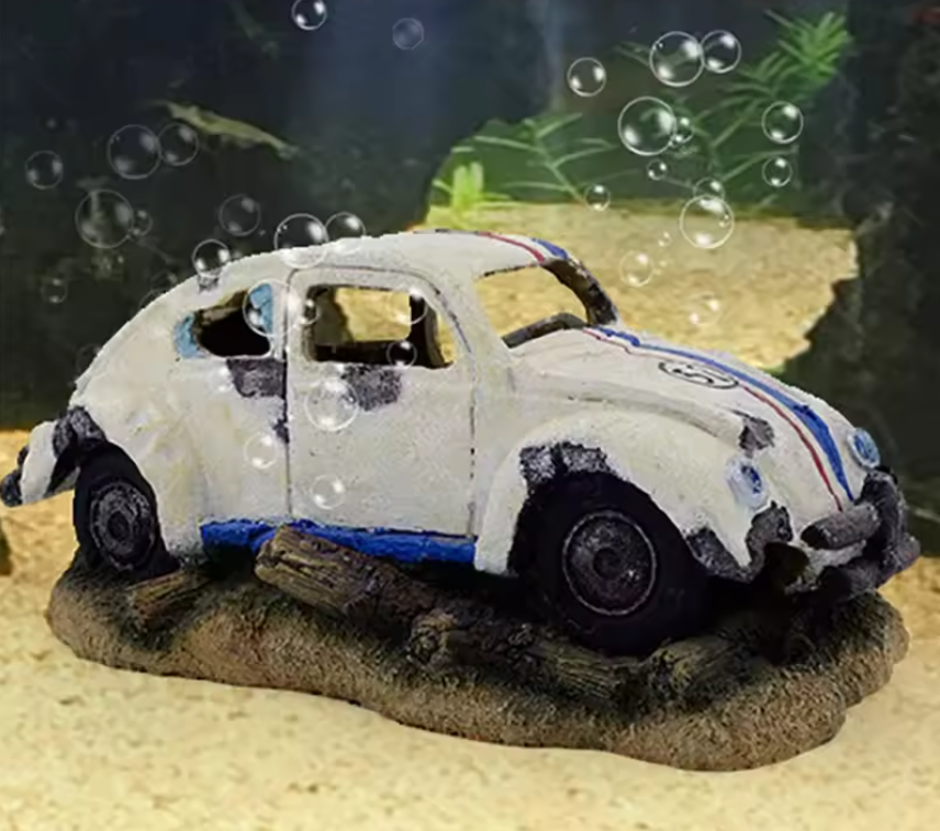 Aquarium Wrak Auto Decoratie – Hars Ornament met Schuilplaats