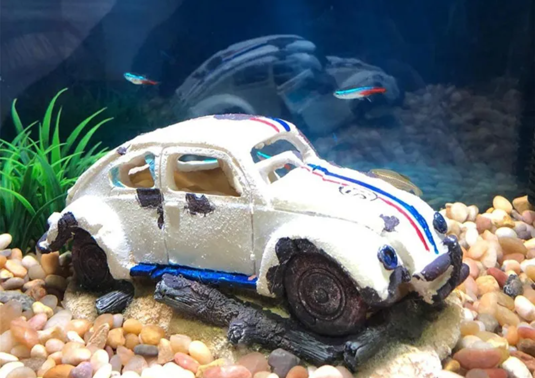 Aquarium Wrak Auto Decoratie – Hars Ornament met Schuilplaats