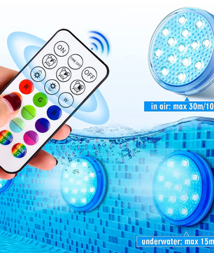 Oplaadbare LED Zwembadverlichting Set – IP68 Waterdicht met Afstandsbediening