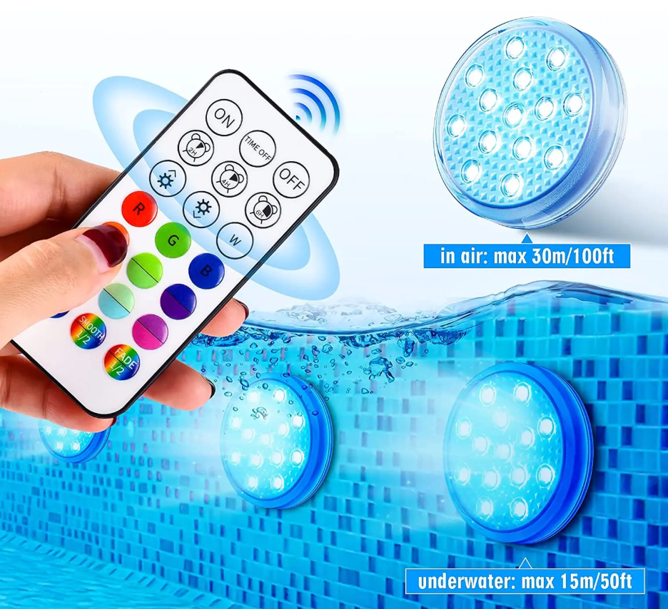 Oplaadbare LED Zwembadverlichting Set – IP68 Waterdicht met Afstandsbediening
