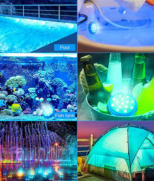 Oplaadbare LED Zwembadverlichting Set – IP68 Waterdicht met Afstandsbediening