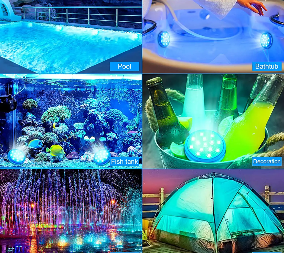 Oplaadbare LED Zwembadverlichting Set – IP68 Waterdicht met Afstandsbediening