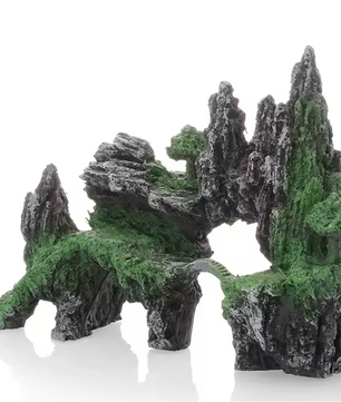 Aquarium Rotstuin Decoratie – Simulatie Berg met Brug Ornament