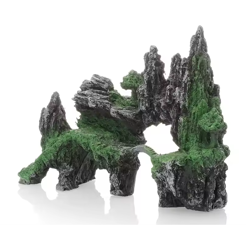 Aquarium Rotstuin Decoratie – Simulatie Berg met Brug Ornament