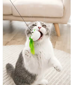 Interactief Katten Speelgoed met Veer en Bel – Zuignap Vogel Simulatie